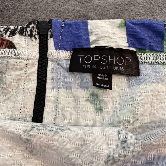 TOPSHOP floral checkered‎ skirt, size 10   #s1109 - Picture 4 of 8